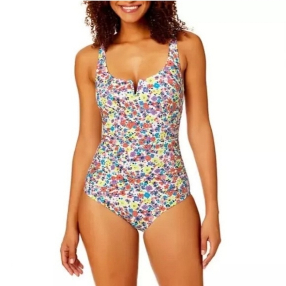 New Anne Cole Ditsy Floral Print One Piece Swimsuit Size XXL